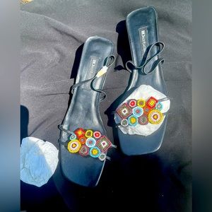 Beaded leather sandals